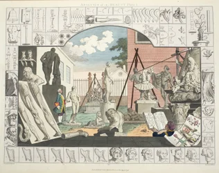 A szépség elemzése, 1. tábla, illusztráció a "Hogarth Restored: The Whole Works of the Celebrated William Hogarth, re-engraved by Thomas Cook", pub. 1812 (kézzel színezett metszet)