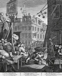 Beer Street, London, metszet William Hogarth (1697-1764), Egyesült Királyság