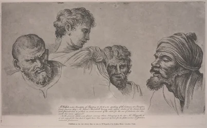 Négy fej a Raphael karikatúrákból Hampton Courtban, 1729 körül (rézkarc)
