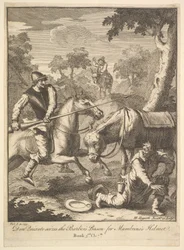 Mambrinos kalandja Sisak Hat illusztráció Don Quijote számára, 1756 vagy azután.