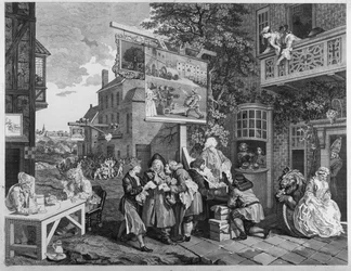 The Election II: Canvassing for Votes, metszett: Charles Grignion (1717-1810) 1757 (lásd még 1997)