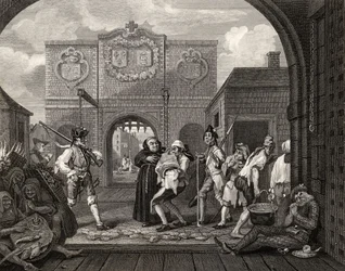A calais-i kapu, avagy O The Roast Beef of Old England, William Hogarth műveiből, 1833-ban