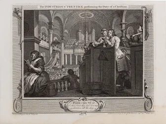 A szorgalmas pap, aki a keresztény kötelességét teljesíti. Ipar és tétlenség sorozat, 1747.