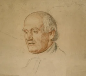 Dr. Bloxham portréja (fekete-piros kréta barna kártyán)