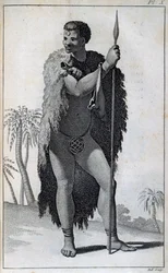 Khoikhoi férfi (Hottentot), a Le Vaillant utazásaiból Afrika belső részeibe a Jóreménység-fokon keresztül, 1783-ban