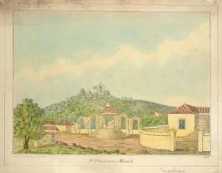 Szent Tamás-hegy Madrasban, 1830 körül (színes metszet)