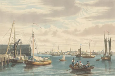 Boston: A haditengerészet nyugati végi hajóházából, 1833-ban.