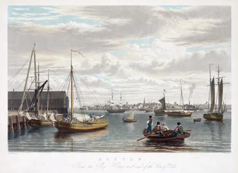 Boston, a Hajóházból, a Navy Yard nyugati vége, 1833 körül