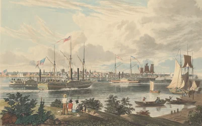 Detroit városa, Michigan: A Kanada partjáról, a komp közelében, 1837-ben jelent meg.