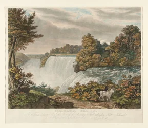 Niagara-vízesés. Thomas Dixon Esq. részére tisztelettel ajánlva az American Fall e látképe, amely Goat Islandről készült