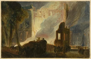 Bristol Riots: The Burning of the Mansion House, Queen Square, 1831 körül (olaj, papír)