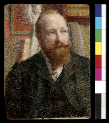 Alfred Verhaeren portréja (olaj a fedélzeten)