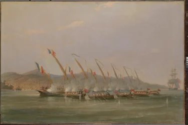 Robert Maunsell kapitány francia ágyúnaszádok elfogása Jávánál, 1811. július, 1811 körül (olaj, vászon)