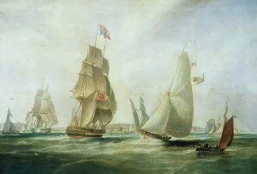 Yachts Racing off the Castle, Cowes (olaj)