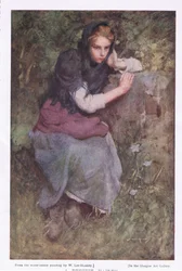 Egy töprengő szobalány, az 1916-ban megjelent „Bibby Annual”-ból (színes litho)