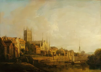 Kilátás a worcesteri katedrálisra a folyóról (olaj, vászon)