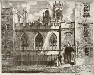 Cliffords Inn Hall és Óratorony, a St. Clement Danes Lámpás tornyával túl, 1934.