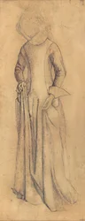 Tanulmány a „La Belle Iseult”-hoz (ceruza, toll és barna tinta, mosás papíron)