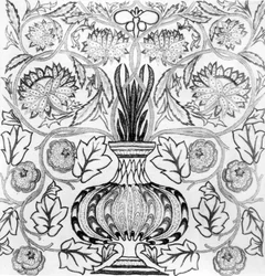 „A virágcserép”, William Morris (1834-96) által tervezett és May Morris által kivitelezett hímzett falikárpit