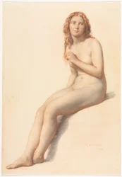 Ülő női akt, elölnézetből, háromnegyed nézetben, 1859