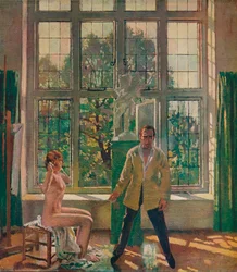Önarckép modellel, c1905, c1932.