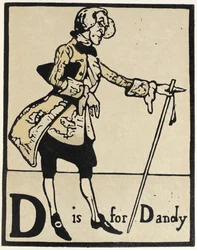 D: Dandy, illusztráció az „An Alphabet” kocsmából. 1898 (kézzel színezett fametszet)