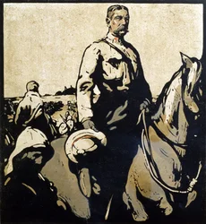Lord Kitchener (1850-1916) illusztrációja a „Tizenkét portré – második sorozatból”, 1899-ben jelent meg (kézzel színezett fatömb)