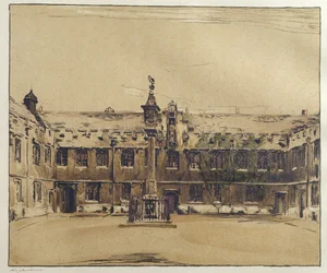 Az oxfordi Corpus Christi College elülső négyese (toll és tinta mosással papíron)