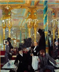A királyi kávézó Londonban. Sir William Orpen festménye (1878-1931)