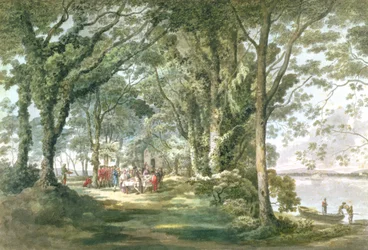 Táj alakokkal egy szabadtéri étkezésen, 1760-1782
