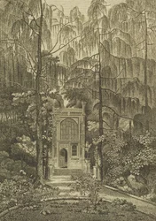 A kápolna kilátása a Strawberry Hill-i kertben, Godfrey metszete, 1784