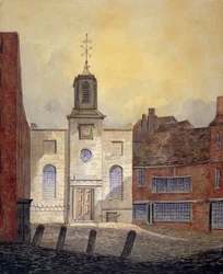 Kilátás a Szentháromság-templomra, Minories, London City, 1810