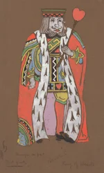 A Szívek királya jelmezterve az Alice-in-Wonderland számára, 1915.