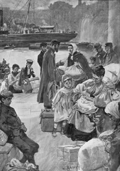 Idegenek érkeznek az Irongate lépcsőhöz, c1901 1901