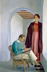A művész fia és felesége avagy két figura egy belső térben, 1930-35 körül (olaj, vászon)