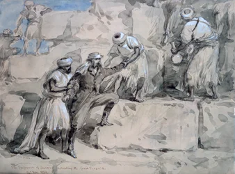 Ausztria császára megmássza a Nagy Piramist, Egyiptom, 1869.