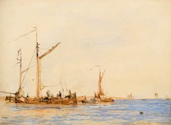 Folyói jelenet [vagy a Scheldten Antwerpenben], 1836 körül (akvarell)