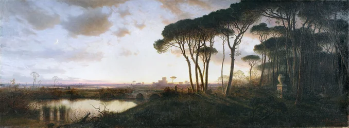 Ostia vára a Castel Fusano fenyveséből nézve, 1881