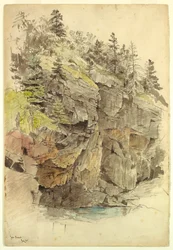 Rajz, Sziklafal, Otter Cliffs közelében, Mt. Desert, 1859
