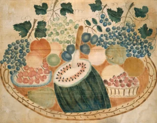 Gyümölcs tálcán, 1840 körül (akvarell, bársony (tételes festmény))