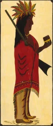 Indián dohánybolt felirat [hátoldal, indián jobbra néző], 19. század második fele (olaj, fa)