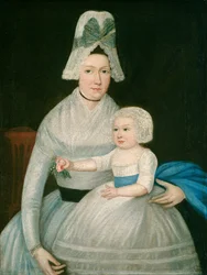 Anya és gyermeke fehérben, 1790 körül (olaj, vászon)
