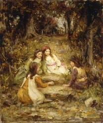 Gyerekek a gyümölcsösben (olaj, vászon)