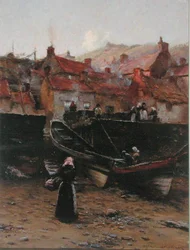 Rakpart, Staithes, Yorkshire (olaj, vászon)