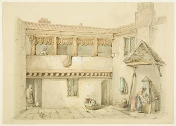 Barnstaple Almshouses, Old Market (ceruza és akvarell papíron)