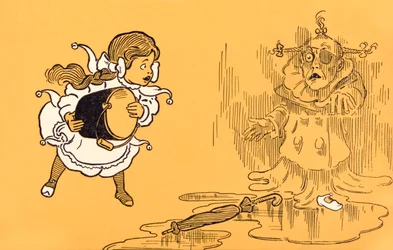 A Nyugat gonosz boszorkánya elolvad, L. Frank Baum „Óz, a csodák csodája” című művéből