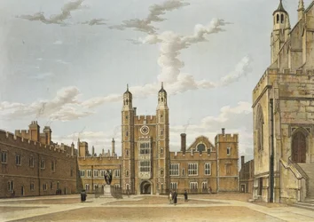 Eton College Great Court, az "Eton College története", a "History of the Colleges" része; vésette J. Bluck (fl.1791-1831) pub. R. Ackermann, 1816 (akvatinta)