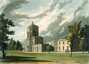 Az Astronomical Observatory külseje, illusztráció Oxford történetéből, Joseph Constantine Stadler (fl.1780-1813) metszete, pub. R. Ackermann, 1813 (akvatinta)