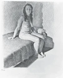 Ülő akt, 1968-74 körül (ceruza papíron)