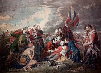 James Wolfe tábornok (1727-1759) halála Quebec City csatájában, a hétéves háborúban, szeptember 13-án
